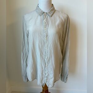 CP SHADES Cotton Silk Long Sleeve Button Down Shirt Light Brown Beige Coastal S